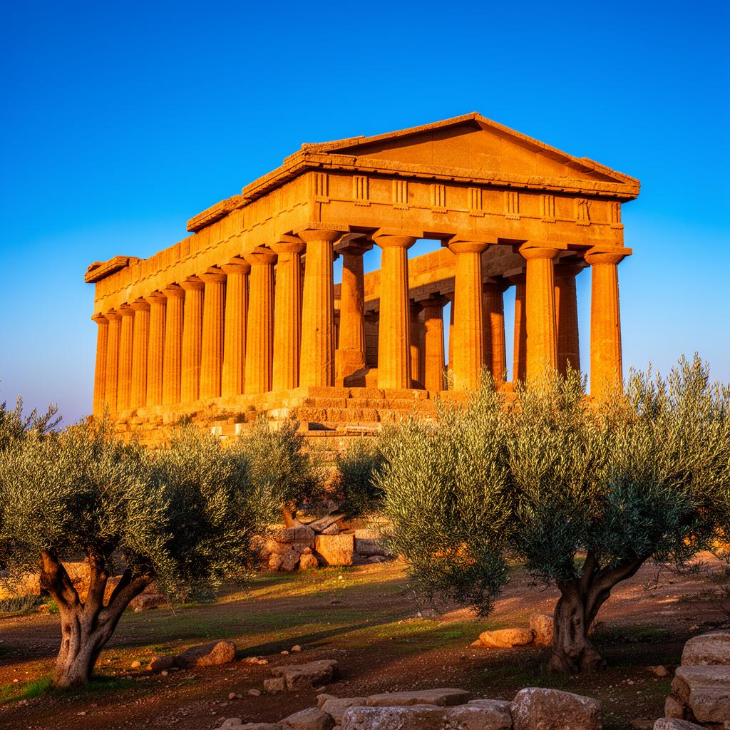 Agrigento — Valley of the Temples at golden hour